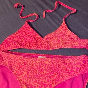 Kids Pink Cheetah Print Swimsuit